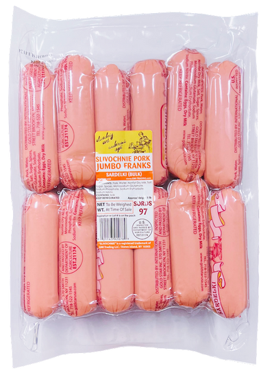 FRANKS PORK JUMBO SARDELI SLIVOCHNIE 4/20LB VP N97/92078
204474 BULK 5LB Bags 97-SORDS