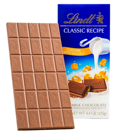 CHOCOLATE BAR MILK CLASSIC RECIPE W/CARAMEL&SEA SALT 12/125GR LINDT N6532(6)