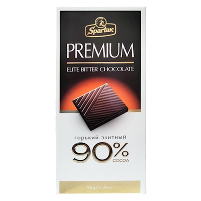 CHOCOLATE BAR BITTER 90% PREMIUM 20/95GR SPARTAK N10132