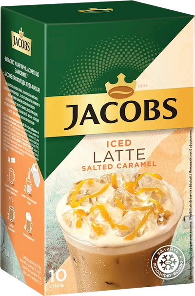 COFFEE STICKS INSTANT JACOBS ICE LATTE SALTED CARAMEL 10/(10X21.3GR) UKRAINE N1153