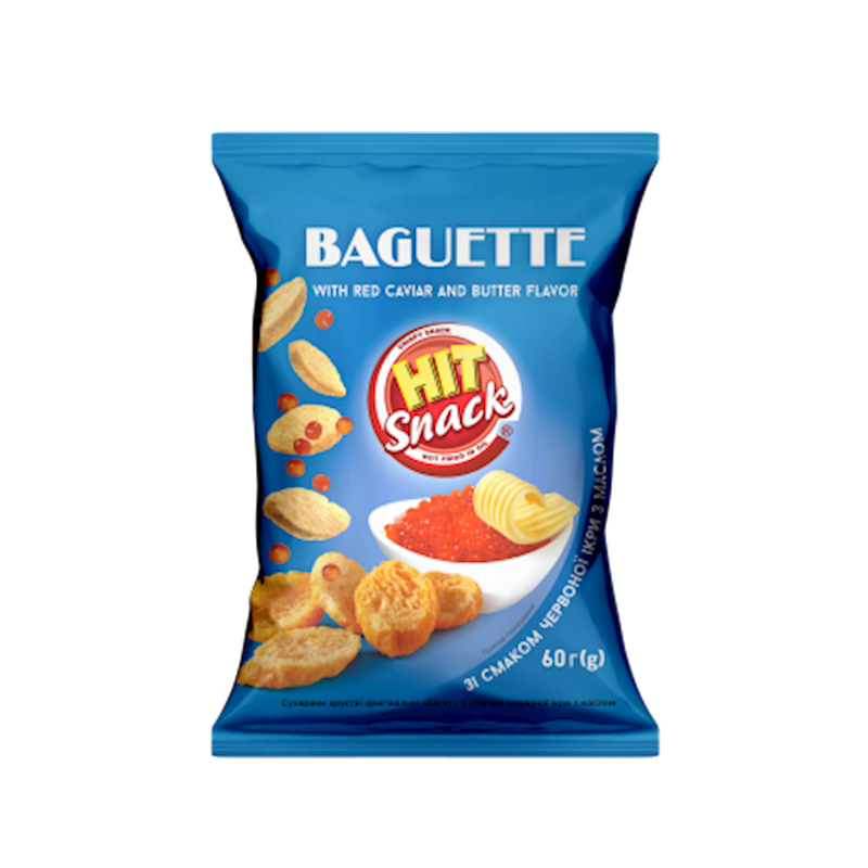 CROUTONS BAGUETTE CRISPY W/RED CAVIAR&BUTTER 30/60GR ZOLOTE ZERNO N473