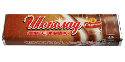 CHOCOLATE BAR BATONCHIK W/CHOCOLATE FILLING 52/48GR SPARTAK N8387