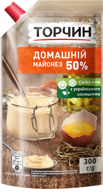 MAYONNAISE HOMEMADE 50% 30/300GR TORCHYN UKRAINE