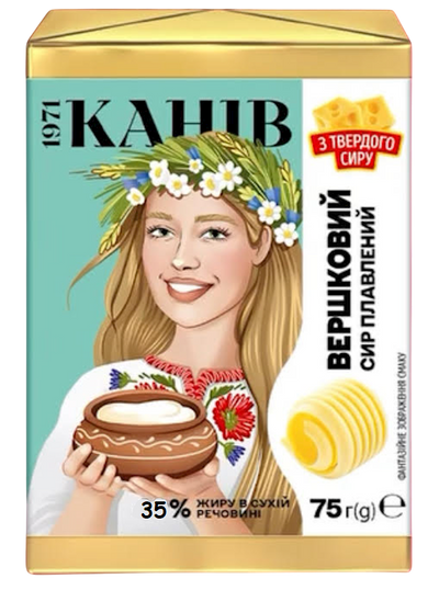 CHEESE PROCESSED VERSHKOVY 35% 24/75GR KANIV UKRAINE N0449