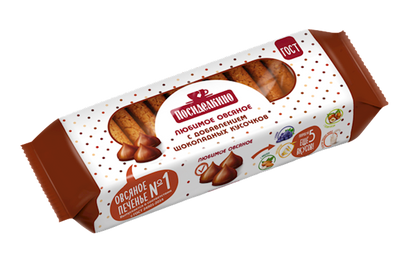 COOKIES OATMEAL W/CHOCOLATE CHIPS 15/200GR POSIDELKINO RUSSIA N952