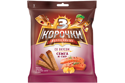 DRY BREAD RYE DOUBLE BAKED W/SALMON&CHEESE FLAVOR 60/40GR TRI KOROCHKI N202
