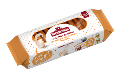 COOKIES OATMEAL W/BAKED MILK 15/200GR POSIDELKINO RUSSIA N955