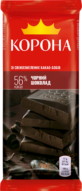CHOCOLATE BAR BLACK 56% 25/85GR KORONA UKRAINE N4260156