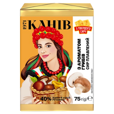 CHEESE PROCESSED MUSHROOM FLAVOR 35% 24/75GR KANIV UKRAINE N0524