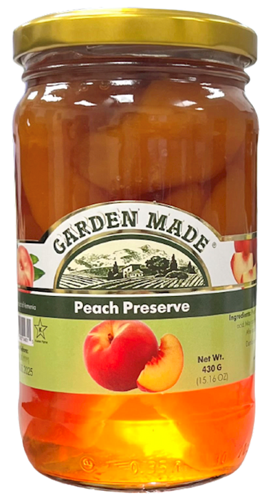 PRESERVES PEACH 12/430GR GARDEN MADE N31