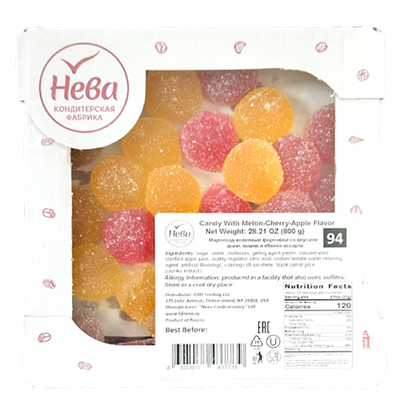 MARMELADE W/MELON&CHERRY&APPLE FLAVOR 1/800GR NEVA N94