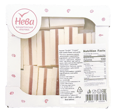 PASTILA VANILLA TWO LAYERS W/MARMELADE 6/480GR NEVA N142