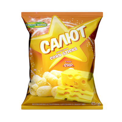 CORN STICKS SALUTE W/CHEESE 30/45GR ZOLOTE ZERNO N165