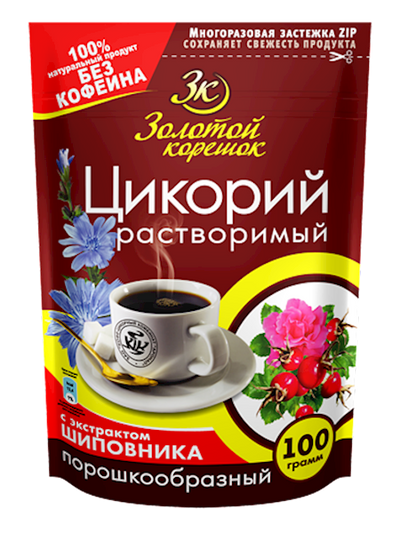 CHICORY POWDER W/ROSEHIP ZOLOTOY KORESHOK 12/100GR RUSSIA N10339
