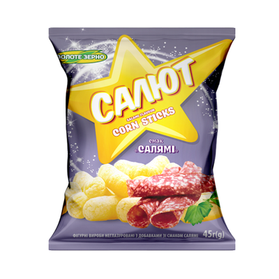 CORN STICKS SALUTE W/SALAMI 30/45GR ZOLOTE ZERNO N166
