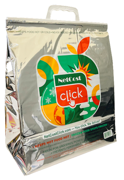 BAG FOIL HOT&COLD REUSABLE W/HANDLES HOLD 80/30LB NETCOST (33wX18hX40cm)