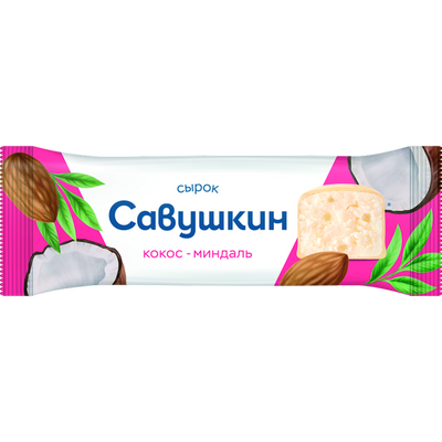 CHEESE BAR COCONUT W/ALMOND GLAZED 18/40GR SAVUSHKIN PRODUCT N2743