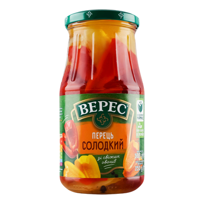 PEPPERS BELL PICKLED 12/500GR VERES UKRAINE