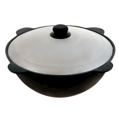 KAZAN CAST IRON BLACK W/LID 6L 1/1PC DAVR METALL UZBEKISTAN