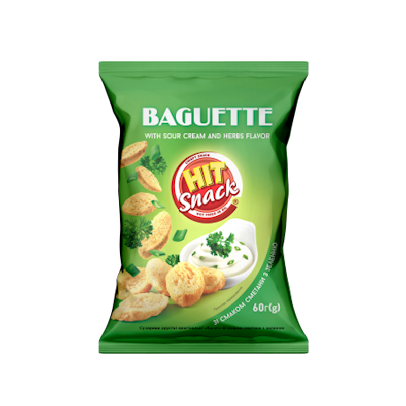 CROUTONS BAGUETTE CRISPY W/SOUR CREAM&HERBS 30/60GR ZOLOTE ZERNO N475