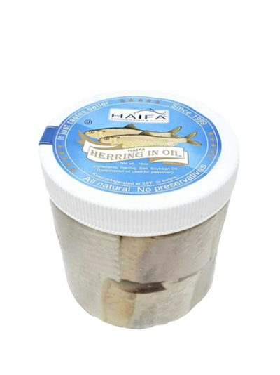 HERRING FILLET IN OIL GLASS 12/454GR HAIFA 814