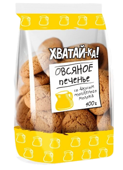 COOKIES OATMEAL W/BAKED MILK 19/400GR HVATAY-KA LUBIMIY KRAY RUSSIA N024/N947