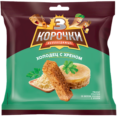 DRY BREAD RYE DOUBLE BAKED W/MEAT JELLY&HORSERADISH FLAVOR 25/100GR TRI KOROCHKI N183