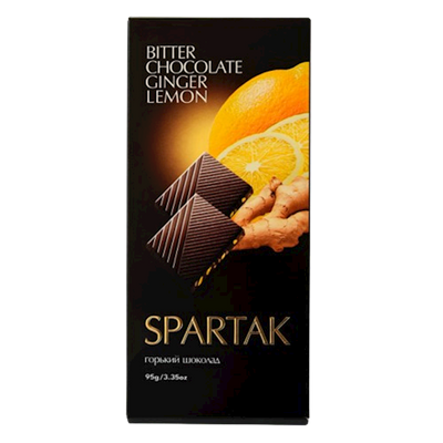 CHOCOLATE BAR BITTER W/GINGER&LEMON 20/95GR SPARTAK N10145