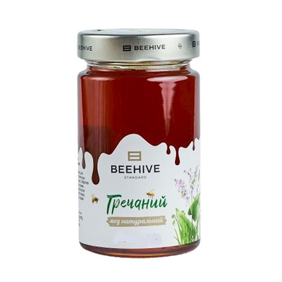 HONEY NATURAL BUCKWHEAT 8/550GR GLASS BEEHIVE #24 UKRAINE