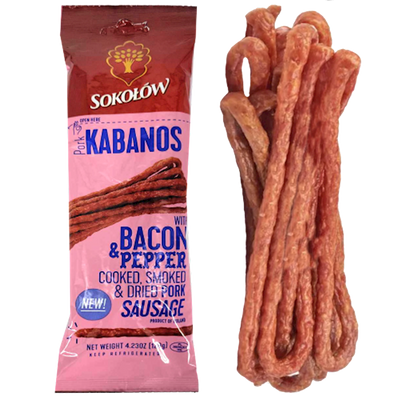 KABANOSY W/BACON&PEPPER SMOKED&DRIED PORK 20/120GR BY CS SOKOLOW N5403 POLAND