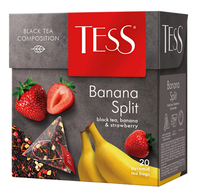 TEA  BLACK BANANA SPLIT W/BANANA&STRAWBERRY PYRAMIDS 12/(20X1.8GR) TESS 1145-12