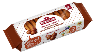 COOKIES OATMEAL W/CHOCOLATE CHIPS 15/310GR POSIDELKINO RUSSIA N901