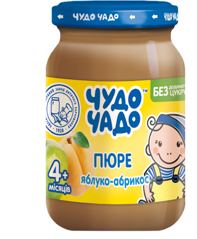 PUREE FOR BABY APPLE & APRICOT FROM 4 MONTHS 6/170GR CHUDO CHADO UKRAINE