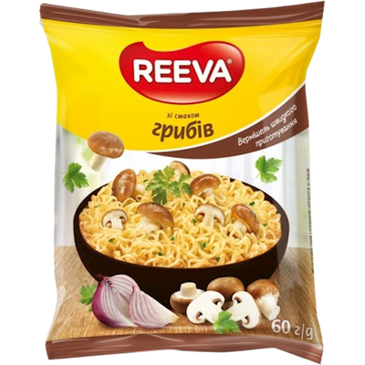 NOODLES INSTANT W/MUSHROOM FLAVOR 60/60GR REEVA