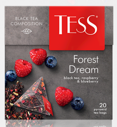 TEA  BLACK FOREST DREAM W/RASPBERRY&BLUEBERRY PYRAMIDS 12/(20X1.8GR) TESS 0784-12