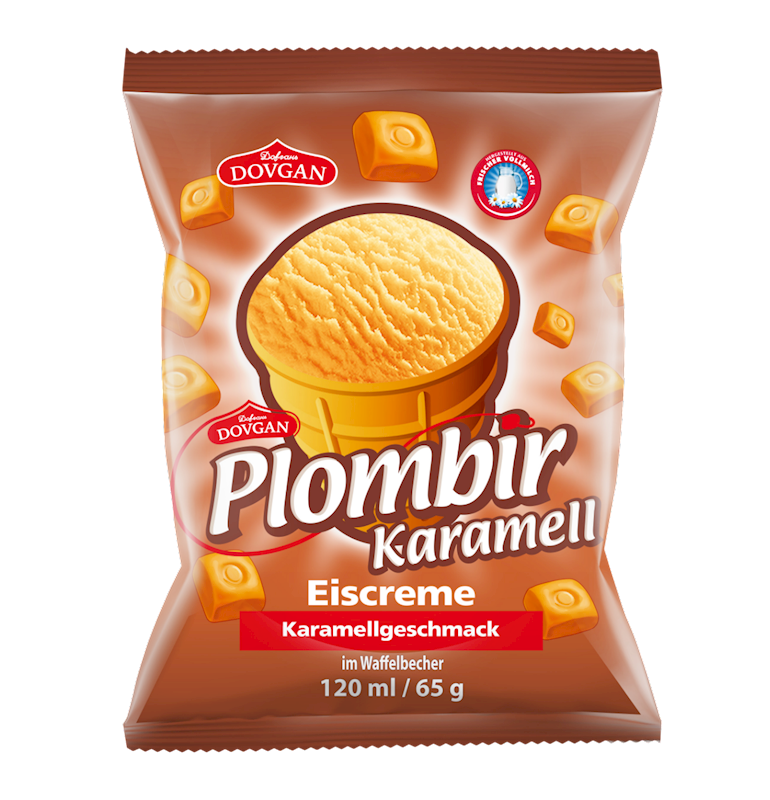 ICE CREAM PLOMBIR W/CARAMEL 25/65GR DOVGAN N92050120