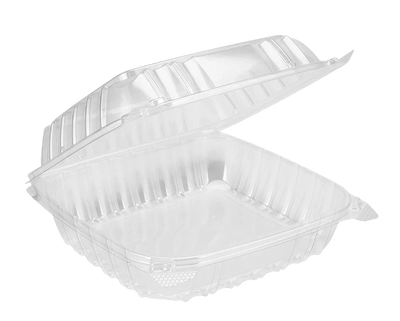 CONTAINER SQUARE C90 8(1/4)X8(1/4)X3 CLEAR SEAL W/HINGED LID (2X125) NC90PST1