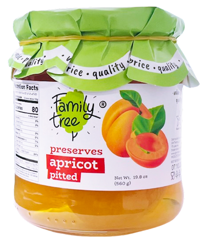 PRESERVES APRICOT WHOLE PITTED 12/560GR FAMILY TREE N57