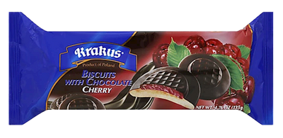 COOKIES BISCUITS CHERRY IN CHOCOLATE GLAZE 21/135GR KRAKUS KRAK0083