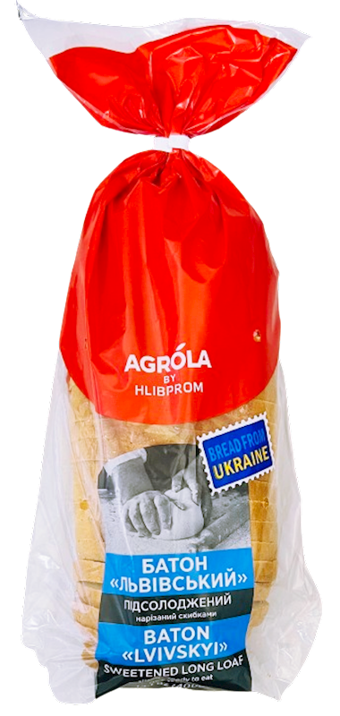 BREAD 67037 LVIVSKY BATON SWEETENED SLICED 7/400GR HLIBPROM-AGROLA