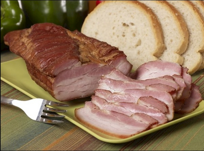 BACON SMOKED COOKED /BOCZEK BEZ KOSCI 9/40LB GALICIA  N2