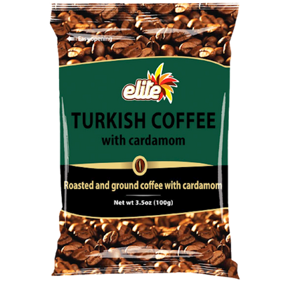 COFFEE GROUND TURKISH W/CARDAMON GREEN BAG 50/100GR ELITE