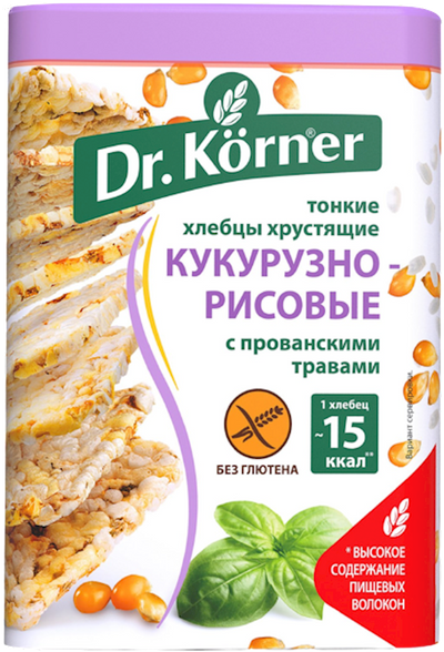 HLEBTSI DR.KORNER CORN&RICE W/PROVANCAL HERBS 20/100GR RUSSIA N4113