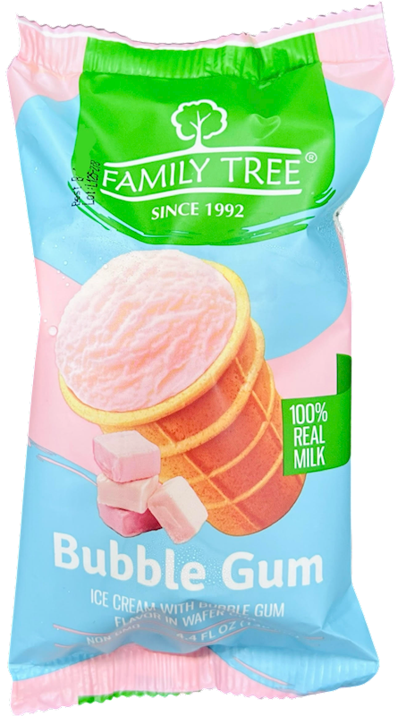ICE CREAM W/BUBBLE GUM FLAVOR IN WAFFLE CUP 15/130ML FAMILY TREE N2206NC