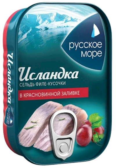 HERRING PIECES ISLANDKA  IN RED WINE MARINADE 6/115GR RUSSKOE MORE N3323