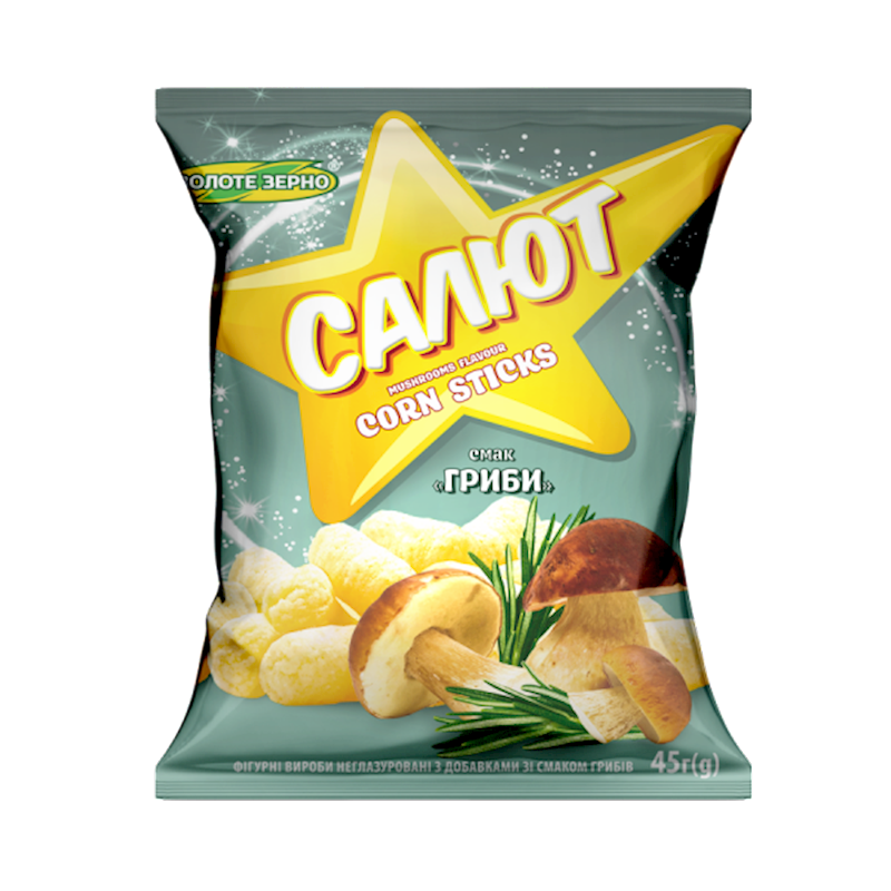 CORN STICKS SALUTE W/MUSHROOMS 30/45GR ZOLOTE ZERNO N163