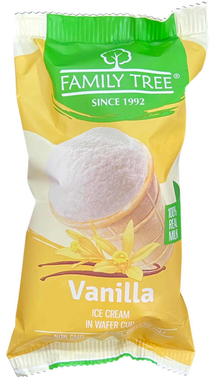 ICE CREAM VANILLA IN WAFFLE CUP 15/130ML FAMILY TREE N2201NC
