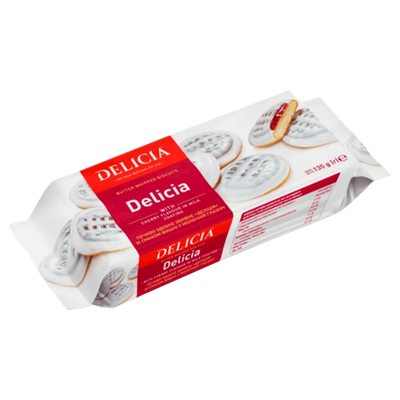 BISCUITS BUTTER WHIPPED W/CHERRY FLAVOR IN MILK COATING 12/135GR DELICIA