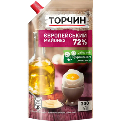 MAYONNAISE EUROPEAN 72% 30/300GR TORCHYN UKRAINE