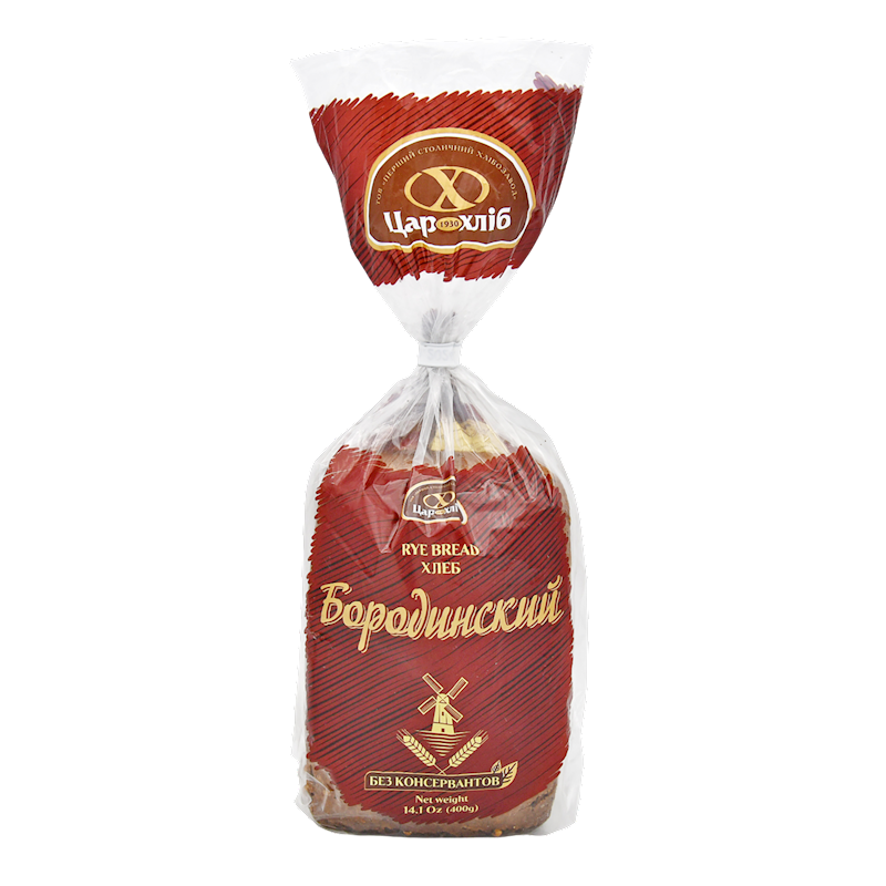 BREAD RYE BORODINSKIY SLICED 12/400GR TSAR HLIB UKRAINE N1521